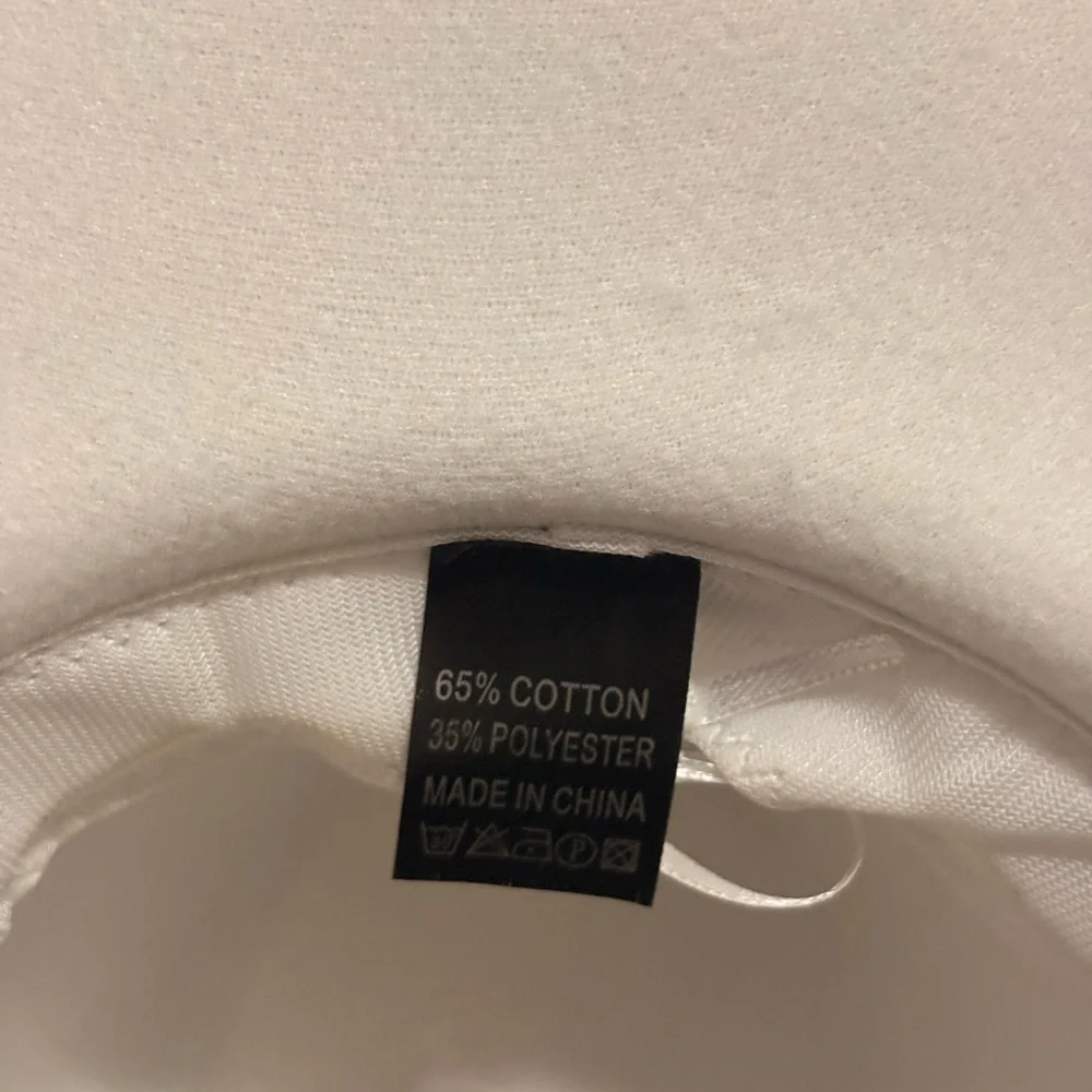 White Fedora Hat with Brown Band - Picture 4 of 5